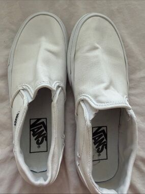 Vans  White Slip-On Canvas Sneakers women’s size 6